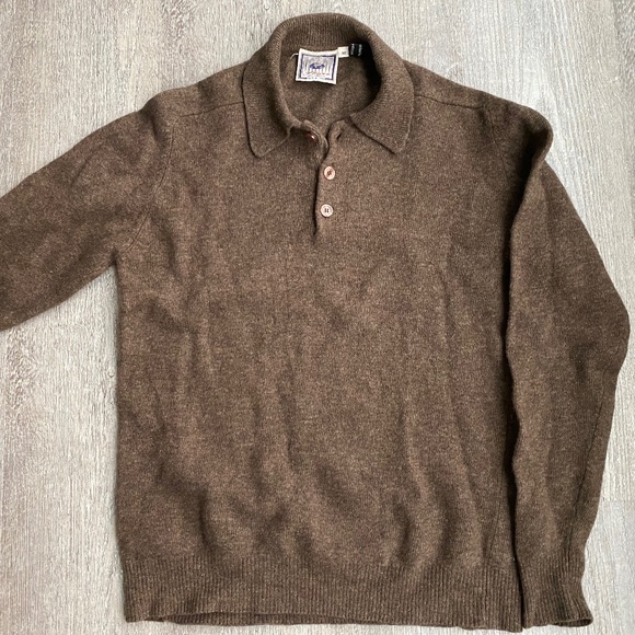 Vintage Wool Collared Brown Sweater - Picture 1 of 2